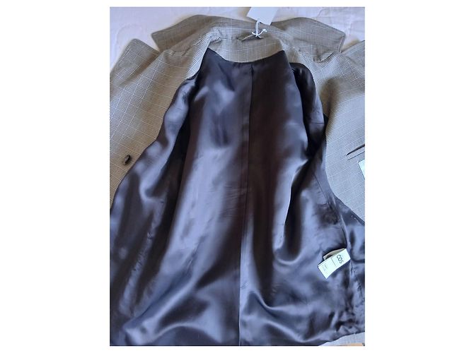COS Zweireihiger Blazer Prince-of-Wales-Check - Beige Mehrfarben - Ansicht 8