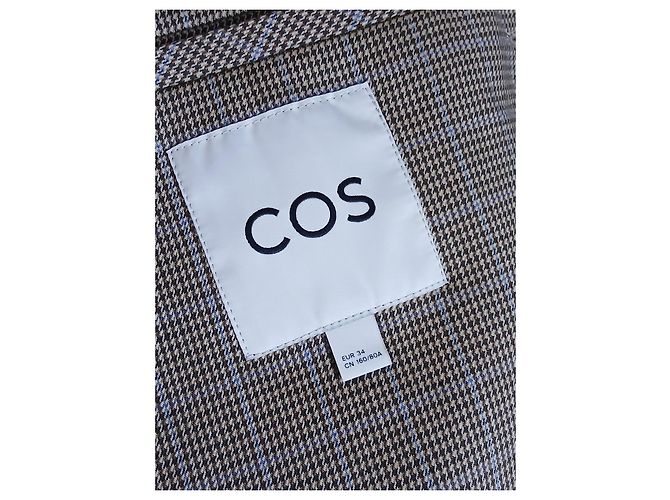 COS Zweireihiger Blazer Prince-of-Wales-Check - Beige Mehrfarben - Ansicht 9