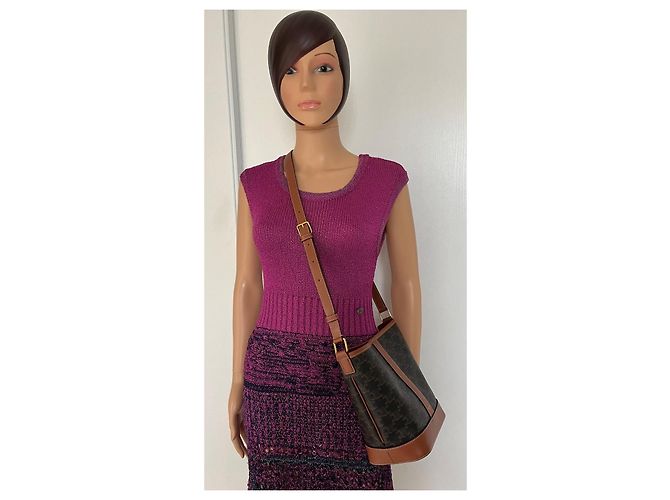Céline Saco balde toile triomphe modelo pequeno Marrom Monograma - vista 14