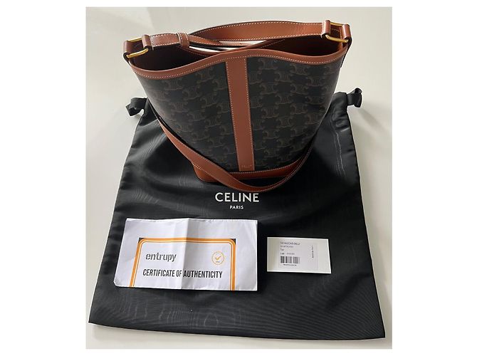 Céline Saco balde toile triomphe modelo pequeno Marrom Monograma - vista 2