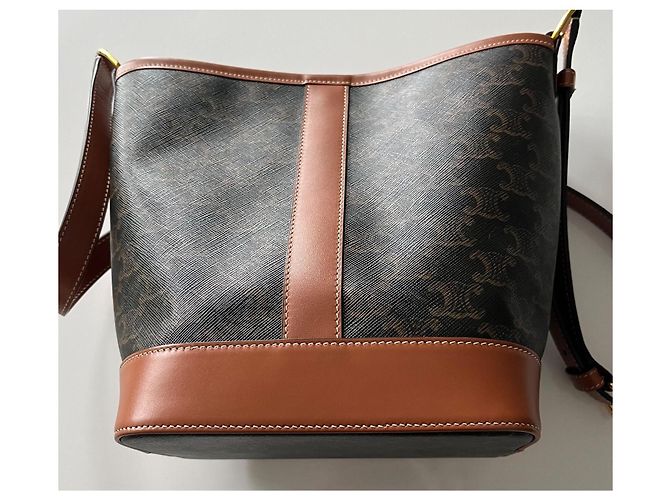 Céline Saco balde toile triomphe modelo pequeno Marrom Monograma - vista 3