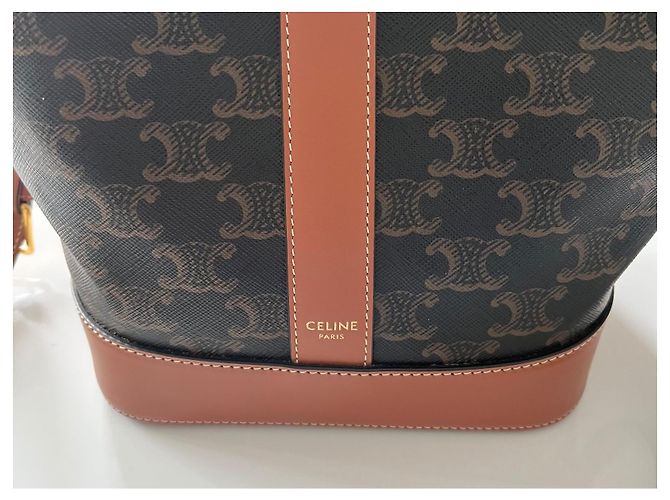 Céline Saco balde toile triomphe modelo pequeno Marrom Monograma - vista 5