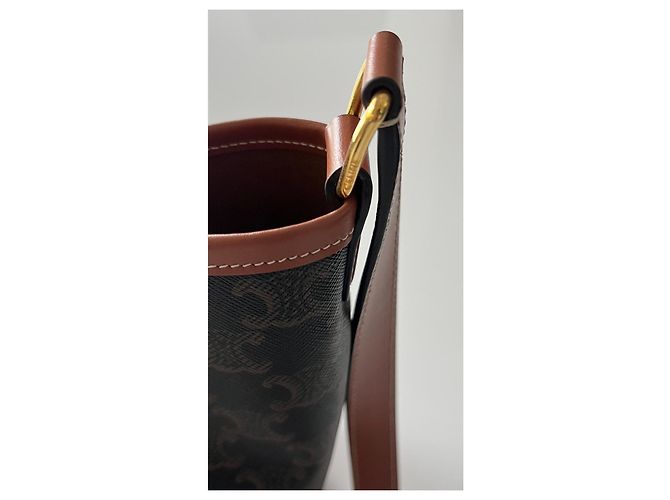 Céline Saco balde toile triomphe modelo pequeno Marrom Monograma - vista 6