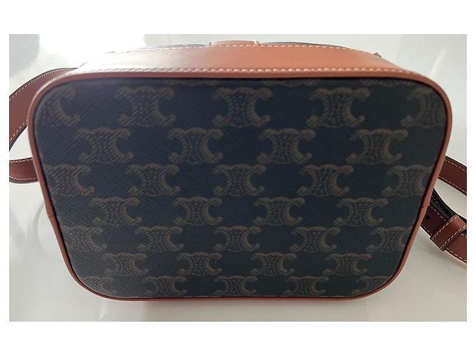 Céline Saco balde toile triomphe modelo pequeno Marrom Monograma - vista 8