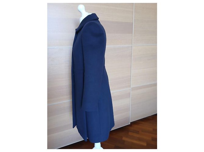 Miu Miu Abrigo Largo de Lana Virgen Azul Marino Azul oscuro - vista 4
