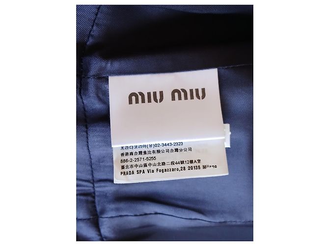 Miu Miu Abrigo Largo de Lana Virgen Azul Marino Azul oscuro - vista 8