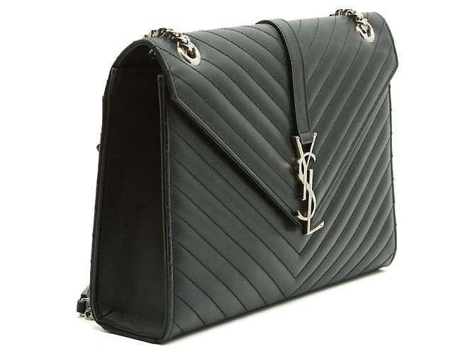 Saint Laurent College Large Borsa a Tracolla Pelle Matelassé Nera Nero - vista 2
