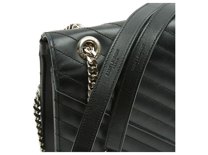 Saint Laurent College Large Borsa a Tracolla Pelle Matelassé Nera Nero - vista 3