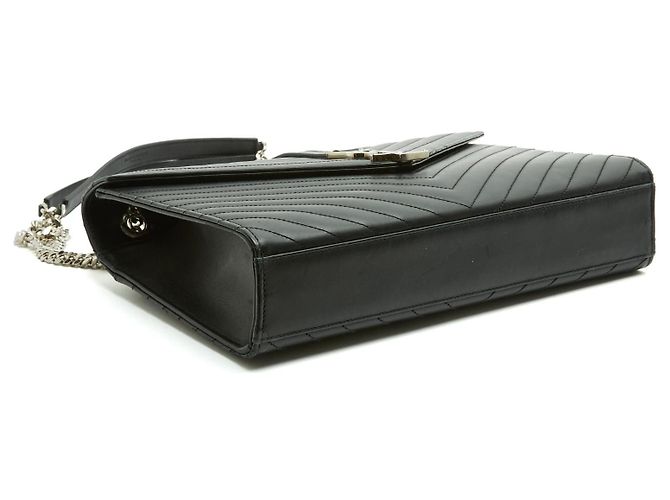 Saint Laurent College Large Borsa a Tracolla Pelle Matelassé Nera Nero - vista 5