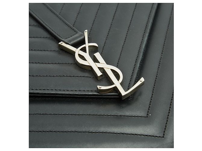Saint Laurent College Large Borsa a Tracolla Pelle Matelassé Nera Nero - vista 6