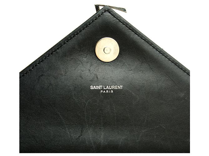 Saint Laurent College Large Borsa a Tracolla Pelle Matelassé Nera Nero - vista 8