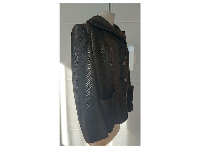 Giacca Giorgio Armani effetto pitone marrone - vista 2