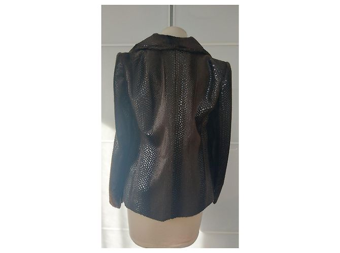 Giacca Giorgio Armani effetto pitone marrone - vista 3