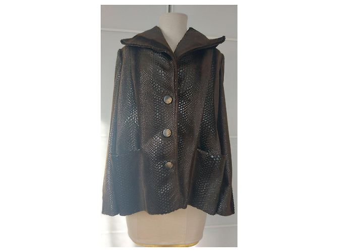 Giacca Giorgio Armani effetto pitone marrone - vista 9