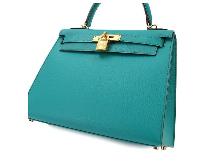 Hermès Borsa Hermes Kelly 28 in Blue Paon - vista 9