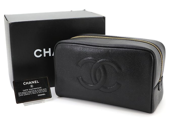Pouch Chanel in pelle caviar nera - vista 2