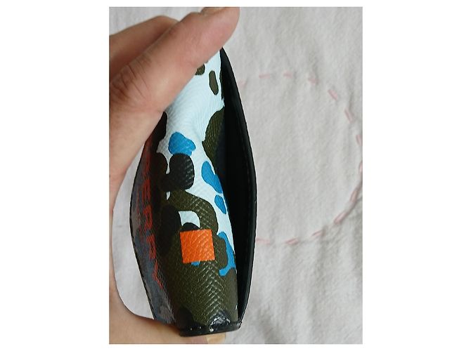 Burberry Camouflage Print Wallet Blue Green Orange - view 3