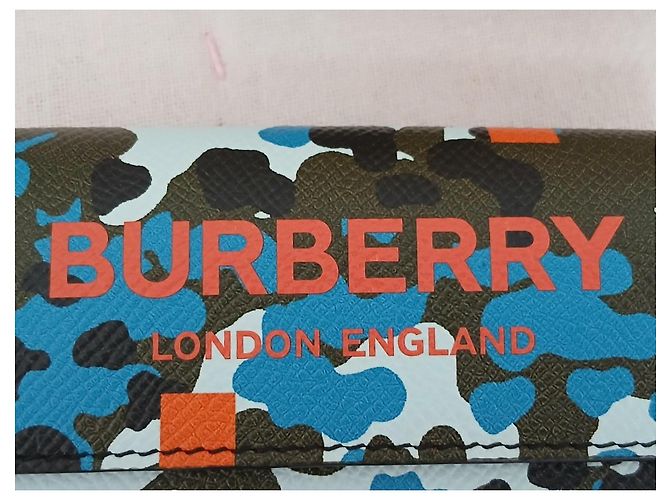 Burberry Camouflage Print Wallet Blue Green Orange - view 9