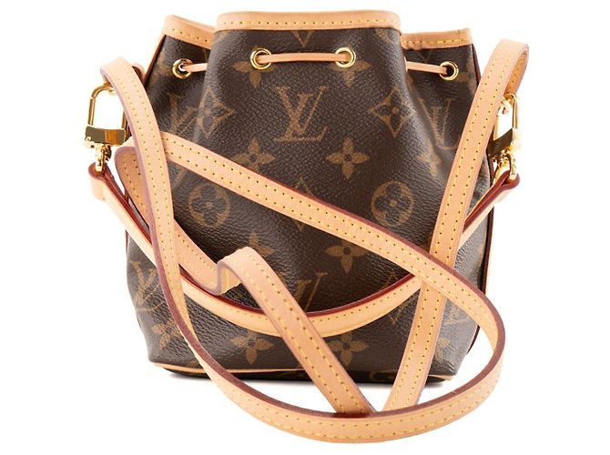 Noe LOUIS VUITTON - Borsa a tracolla Noé Nano Louis Vuitton in tela monogram coated Marrone - vista 3