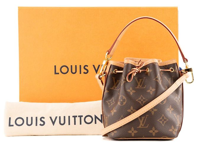 Noe LOUIS VUITTON - Borsa a tracolla Noé Nano Louis Vuitton in tela monogram coated Marrone - vista 8