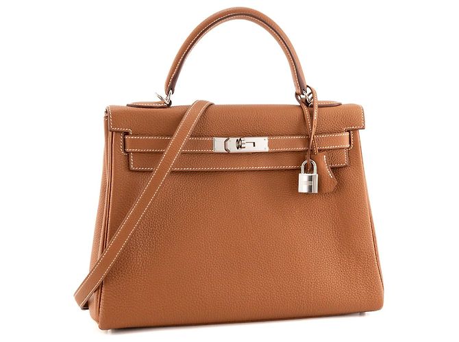 HERMÈS - Borsa a mano Hermès Kelly 32 in pelle Togo gold HSS - vista 2