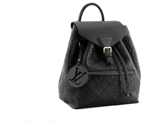 LOUIS VUITTON - Louis Vuitton Montsouris Rucksack aus schwarzem Empreinte-Leder - Ansicht 2