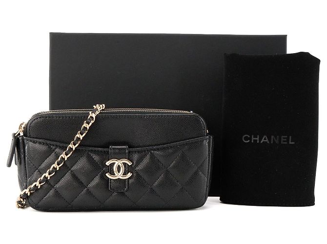 CHANEL - Borsa a tracolla Chanel Wallet On Chain in pelle caviar nera Nero - vista 11