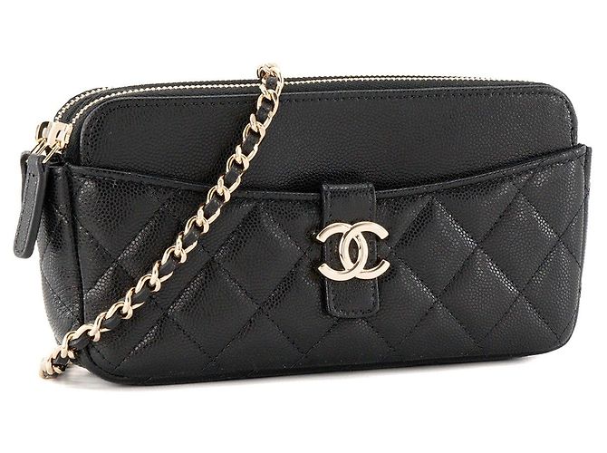 CHANEL - Borsa a tracolla Chanel Wallet On Chain in pelle caviar nera Nero - vista 2