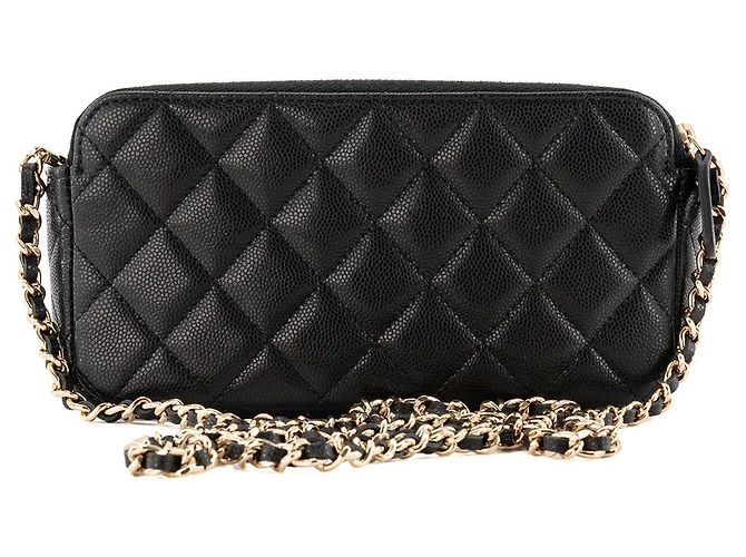 CHANEL - Borsa a tracolla Chanel Wallet On Chain in pelle caviar nera Nero - vista 3