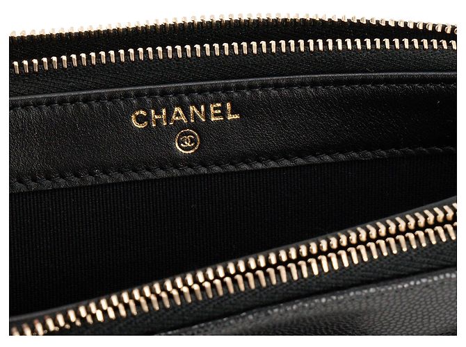 CHANEL - Borsa a tracolla Chanel Wallet On Chain in pelle caviar nera Nero - vista 6