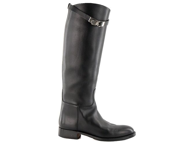 HERMÈS - Botas Jumping Hermès en cuero liso negro (T37,5) - vista 2
