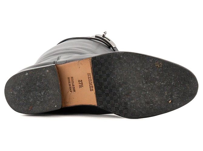 HERMÈS - Botas Jumping Hermès en cuero liso negro (T37,5) - vista 3
