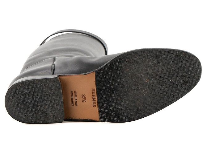 HERMÈS - Botas Jumping Hermès en cuero liso negro (T37,5) - vista 4