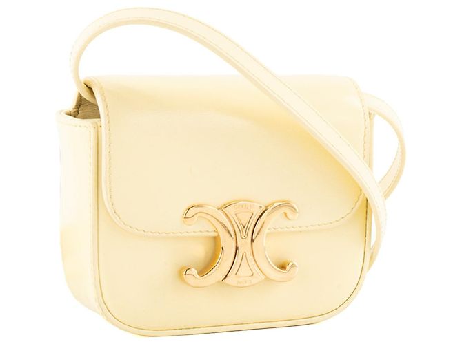 Céline CELINE - Mini borsa a tracolla Claude Triomphe in pelle liscia gialla Giallo - vista 2