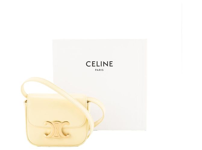 Céline CELINE - Mini borsa a tracolla Claude Triomphe in pelle liscia gialla Giallo - vista 9