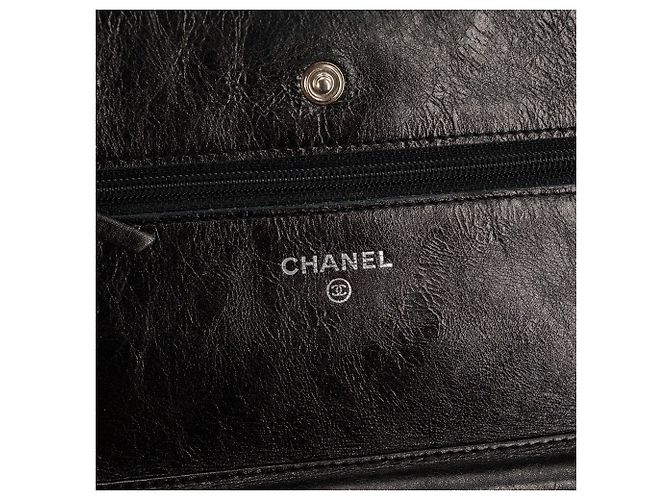 CHANEL - Borsa a tracolla Wallet On Chain 2.55 in pelle stropicciata nera Nero - vista 5