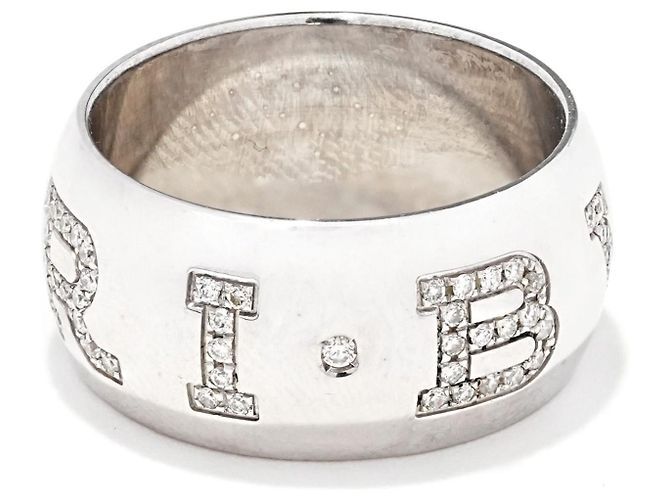 Bulgari Monologo Ring Weißgold 750/18K Diamant Pavé 0,90 ct Gr. 56 Massiv mit Box Luxus - Ansicht 6