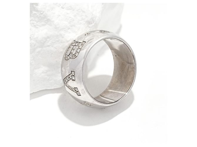 Bulgari Monologo Ring Weißgold 750/18K Diamant Pavé 0,90 ct Gr. 56 Massiv mit Box Luxus - Ansicht 8