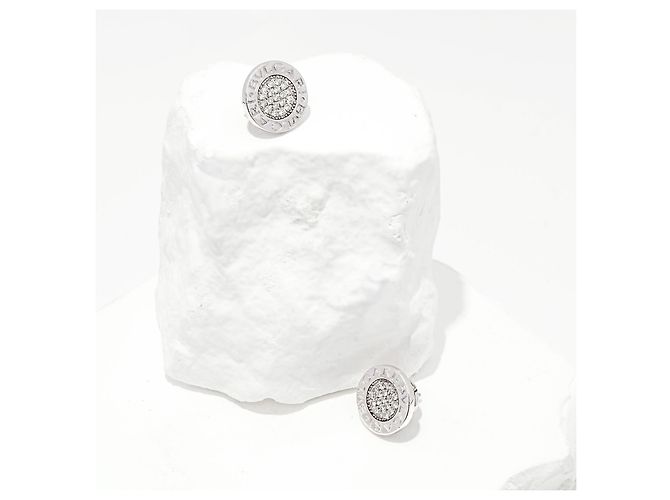 Boucles d'oreilles puces Bulgari B.Zero1 Or Blanc 750/18K Pavé Diamants 0,35 ct Luxe Argenté - vue 3