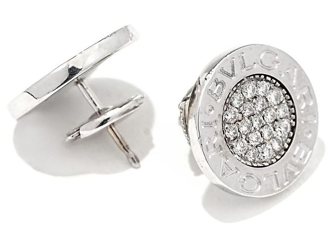 Boucles d'oreilles puces Bulgari B.Zero1 Or Blanc 750/18K Pavé Diamants 0,35 ct Luxe Argenté - vue 4