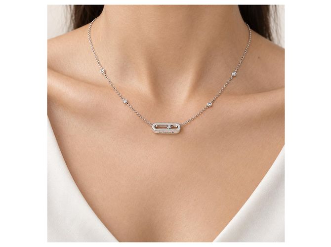 Messika Move Uno Kette Weißgold 750/18K Diamant Collier 2023 Full Set Luxus Silber - Ansicht 4