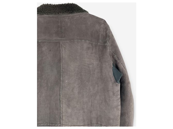 Abrigo de cuero y piel de oveja Rick Owens Sample Castaño - vista 10