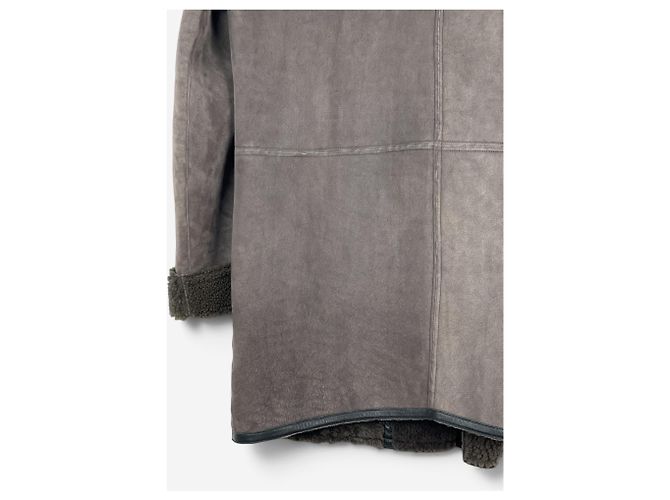Abrigo de cuero y piel de oveja Rick Owens Sample Castaño - vista 11