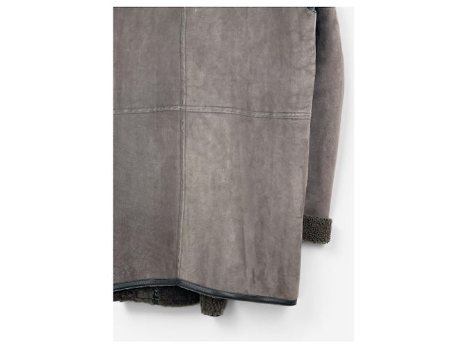 Abrigo de cuero y piel de oveja Rick Owens Sample Castaño - vista 12