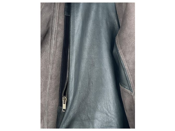Abrigo de cuero y piel de oveja Rick Owens Sample Castaño - vista 13