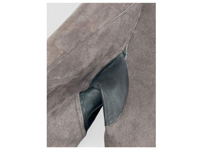 Abrigo de cuero y piel de oveja Rick Owens Sample Castaño - vista 15