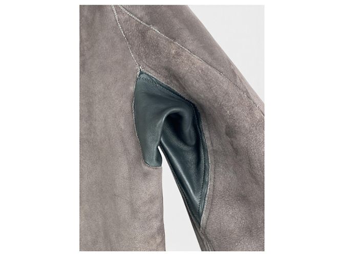 Abrigo de cuero y piel de oveja Rick Owens Sample Castaño - vista 16