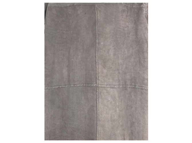 Abrigo de cuero y piel de oveja Rick Owens Sample Castaño - vista 17