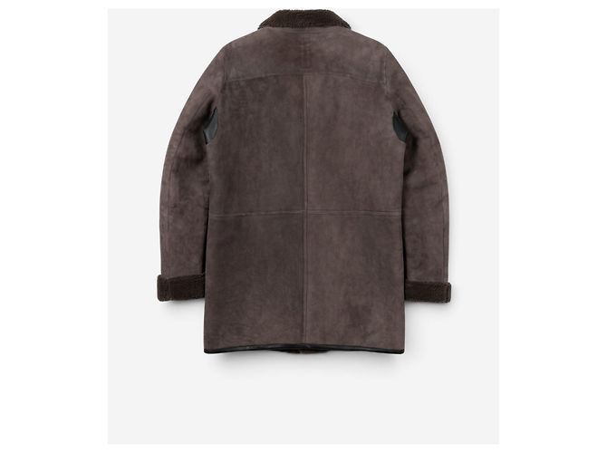 Abrigo de cuero y piel de oveja Rick Owens Sample Castaño - vista 2