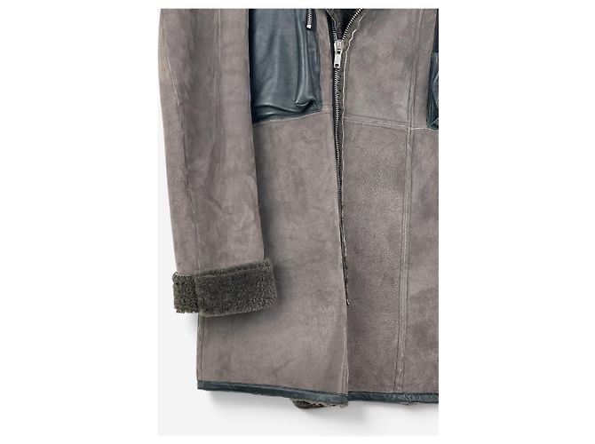 Abrigo de cuero y piel de oveja Rick Owens Sample Castaño - vista 3